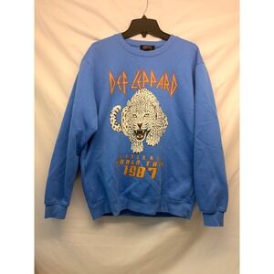 Vinyl Icons Def Leppard Hysteria World Tour 1987 Blue Sweatshirt Small Rock Band
